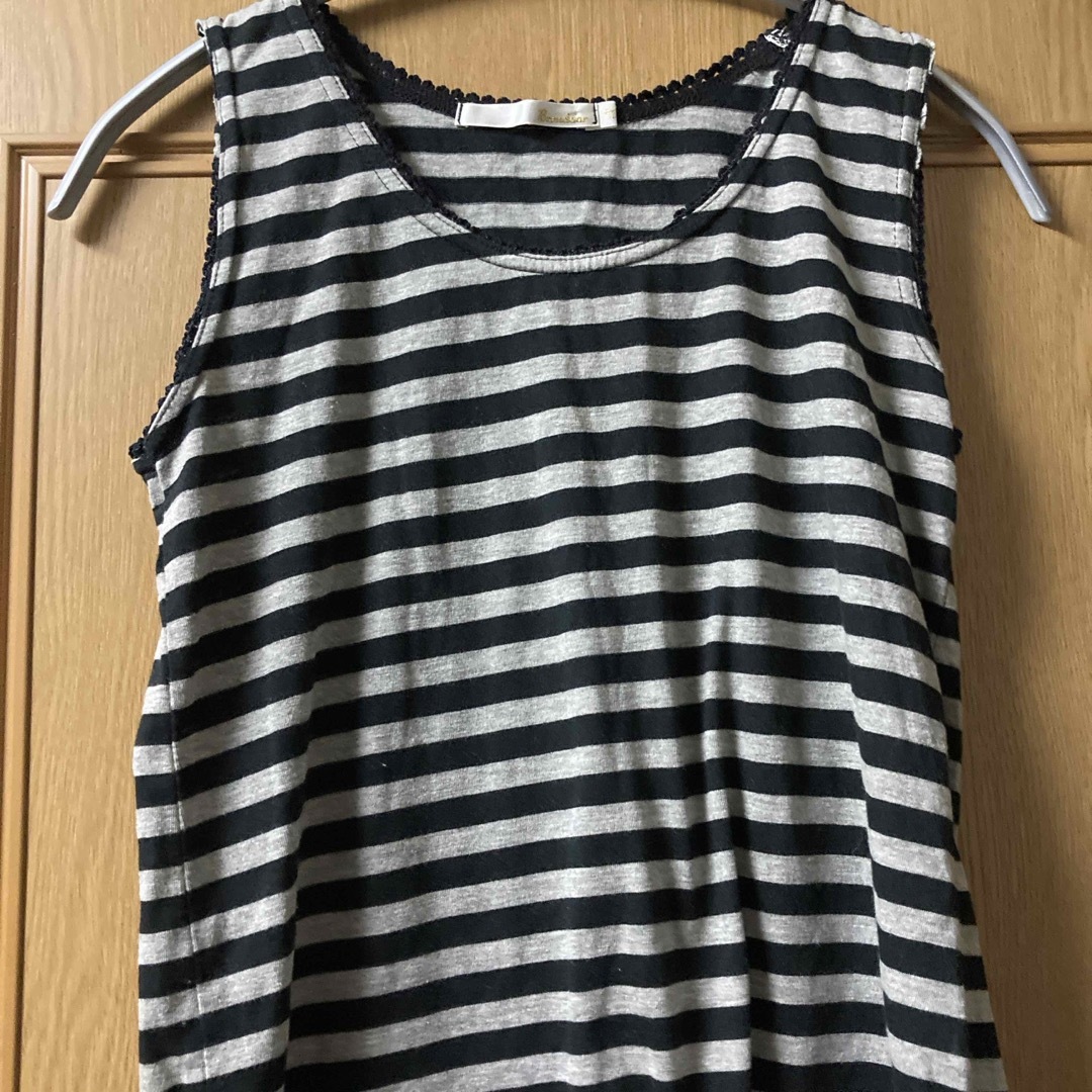 BARNDOOR(バーンドア)のバーンドア   タンクトップ  Mサイズ  黒 グレー  ボーダー メンズのトップス(Tシャツ/カットソー(半袖/袖なし))の商品写真