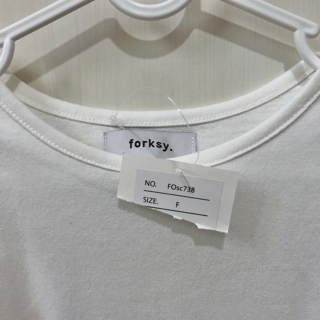 春夏に！forksy.♡フォルクシー五部袖バルーンパフスリーブTシャツ♡ホワイト レディースのトップス(カットソー(半袖/袖なし))の商品写真