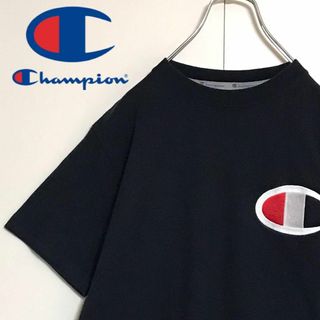 チャンピオン(Champion)の【ビッグロゴ】チャンピオン　ロゴ入りTシャツ　ブラック　定番　A1156(Tシャツ/カットソー(半袖/袖なし))