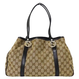 グッチ GUCCI バッグ レディース ブランド トートバッグ GGキャンバス ブラウン ベージュ 232957 肩掛け おしゃれ 【中古】