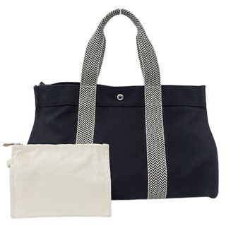 エルメス(Hermes)のエルメス HERMES バッグ レディース ブランド トートバッグ ハンドバッグ カンヌ MM キャンバス ブラック ホワイト 黒 大容量 大きめ おしゃれ 【中古】(トートバッグ)