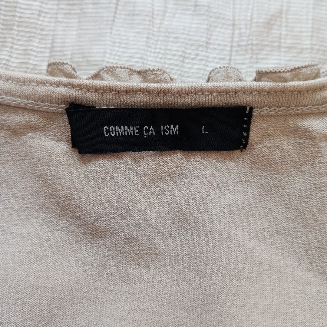 COMME CA ISM(コムサイズム)のCOMME CA ISM　半袖　カットソー　レディース　Lサイズ　ベージュ レディースのトップス(カットソー(半袖/袖なし))の商品写真