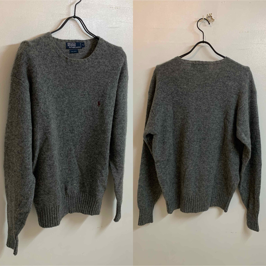 POLO RALPH LAUREN(ポロラルフローレン)のPOLO RALPH LAUREN VINTAGE ウールニット グレー系 L メンズのトップス(ニット/セーター)の商品写真