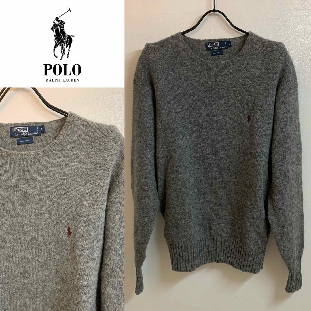 POLO RALPH LAUREN(ポロラルフローレン)のPOLO RALPH LAUREN VINTAGE ウールニット グレー系 L メンズのトップス(ニット/セーター)の商品写真