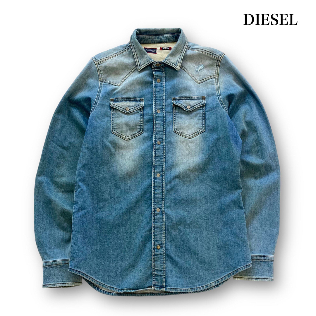 DIESEL(ディーゼル)の【DIESEL】ディーゼル SONORA ジョグデニム ダメージウエスタンシャツ メンズのトップス(シャツ)の商品写真