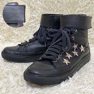 ジバンシィ(GIVENCHY)の美品　ジバンシー　ハイカットスニーカー　レザー　スタッズ　4G　ロゴ型押し　黒(スニーカー)