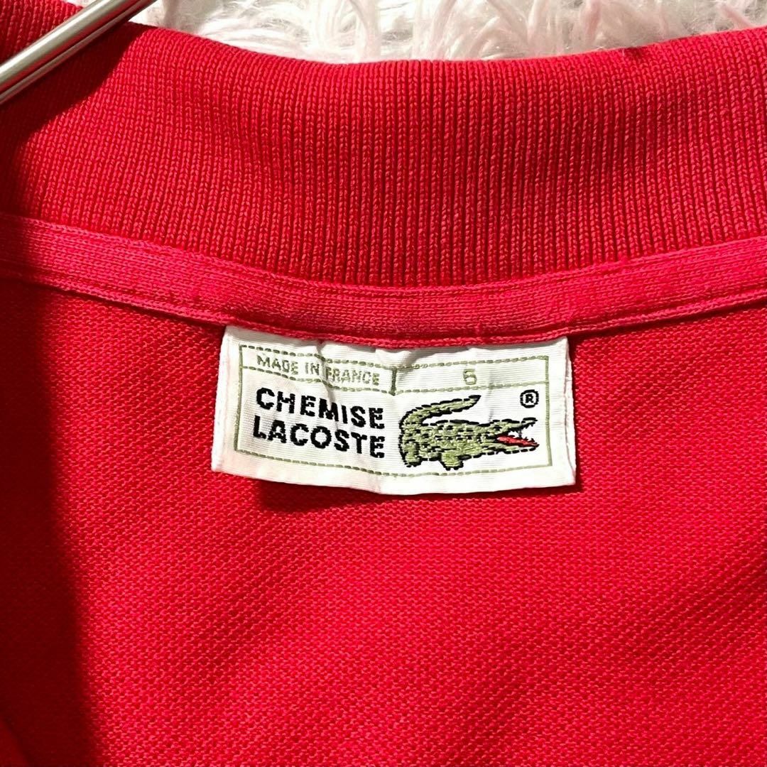 LACOSTE(ラコステ)の★80s シュミーズ ラコステ ポロシャツ フランス製 鹿子 レッド 半袖 6 メンズのトップス(ポロシャツ)の商品写真