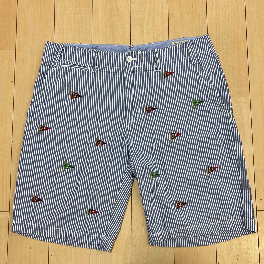 POLO RALPH LAUREN(ポロラルフローレン)のPOLO RALPH LAUREN ハーフパンツ　ストライプ　総柄　ブルー　32 メンズのパンツ(ショートパンツ)の商品写真