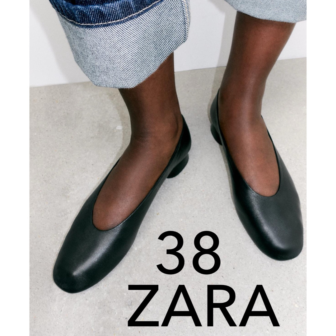 ZARA(ザラ)のZARA ミニヒールレザーシューズ　新品　38 レディースの靴/シューズ(ハイヒール/パンプス)の商品写真