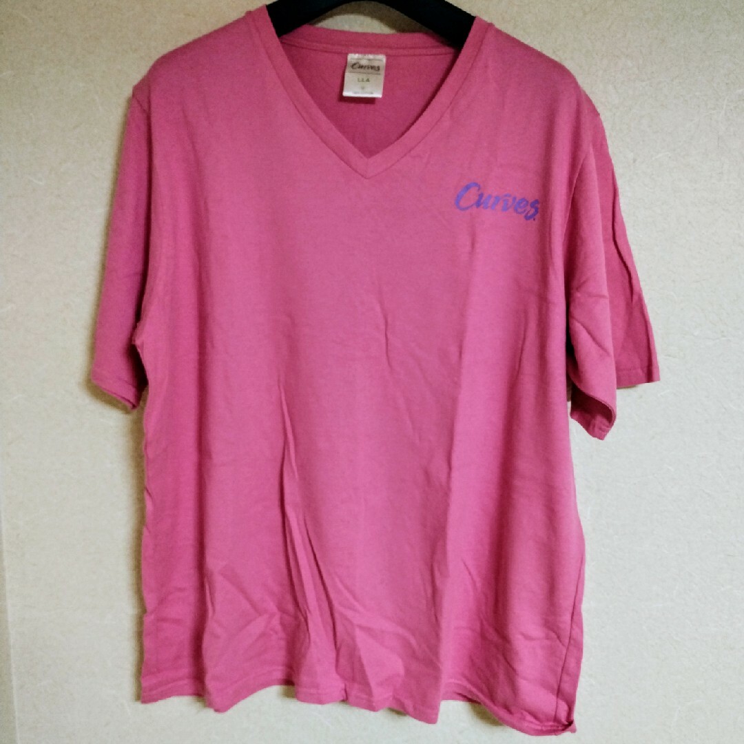 カーブスTシャツ◆未使用◆ピンク◆綿100％◆蝶◆ちょうちょ◆星 レディースのトップス(Tシャツ(半袖/袖なし))の商品写真