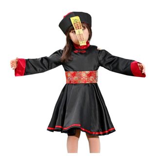 キョンシー服 女の子 仮装 ハロウィン レトロ 中国風 コスプレ ワンピース(衣装)