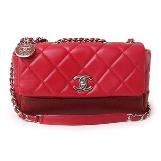 シャネル(CHANEL)のシャネル CHANEL マトラッセ シングル フラップ Wチェーン ショルダーバッグ 2WAY 斜め掛け ラムスキン キャビアスキン レザー バイカラー レッド ボルドー 赤 シルバー金具 A92157 CHANEL（未使用保管品）(ショルダーバッグ)