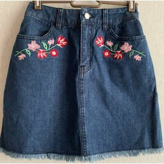 【Honeys】  花刺繍 デニムスカート ハニーズ 160cm