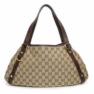 グッチ(Gucci)のグッチ ショルダー トートバッグ GGキャンバス カーフスキン レザー ベージュ ダークブラウン 茶 ライトゴールド金具 130736 GUCCI（未使用保管品）(トートバッグ)