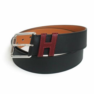 エルメス(Hermes)のエルメス パートナー 40MM H ベルト 90cm ヴォーソンブレロ II レザー ノワール ルージュアッシュ ブラック レッド 黒 赤 シルバー金具 C刻印 箱付 HERMES（美品）(ベルト)