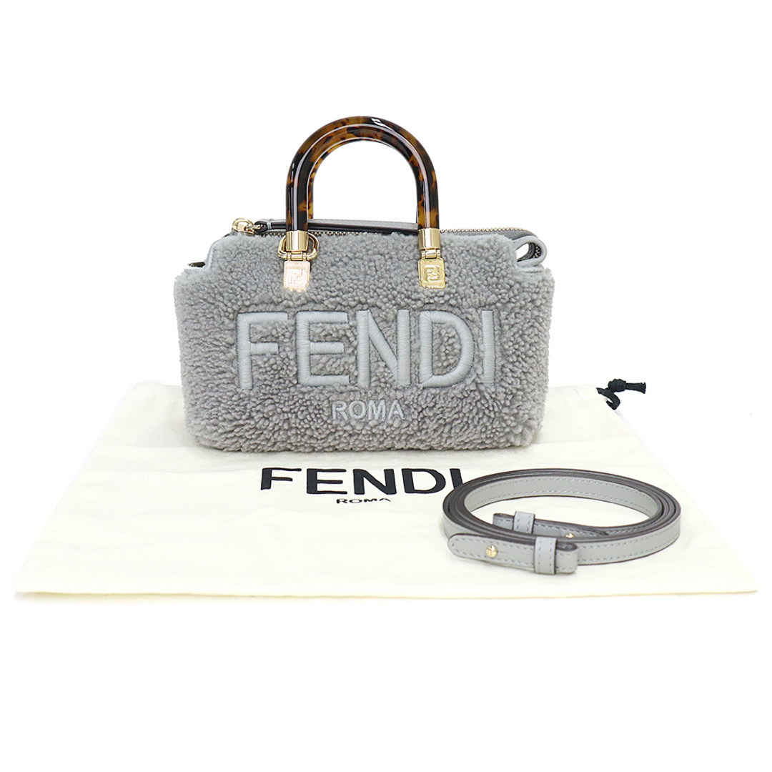 FENDI(フェンディ)のフェンディ バイザウェイ ミニ 2way ショルダー ハンドバッグ 斜め掛け ムートン グレー ゴールド金具 8BS067 FENDI（新品・未使用品） レディースのバッグ(ショルダーバッグ)の商品写真