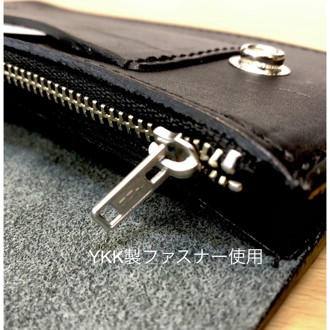 日本製チェーン付きレザートラッカーウォレット メンズのファッション小物(長財布)の商品写真