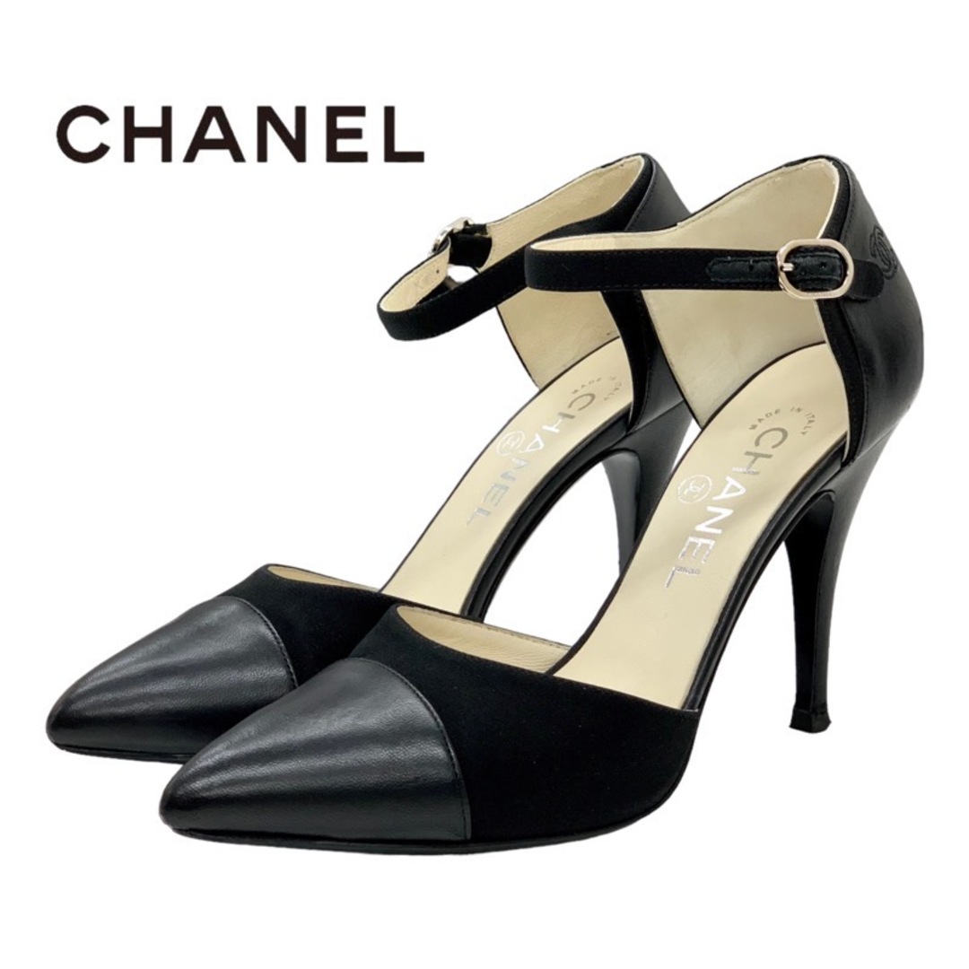 CHANEL(シャネル)のシャネル CHANEL パンプス 靴 シューズ レザー ファブリック ブラック 黒 ココマーク ストラップ レディースの靴/シューズ(ハイヒール/パンプス)の商品写真