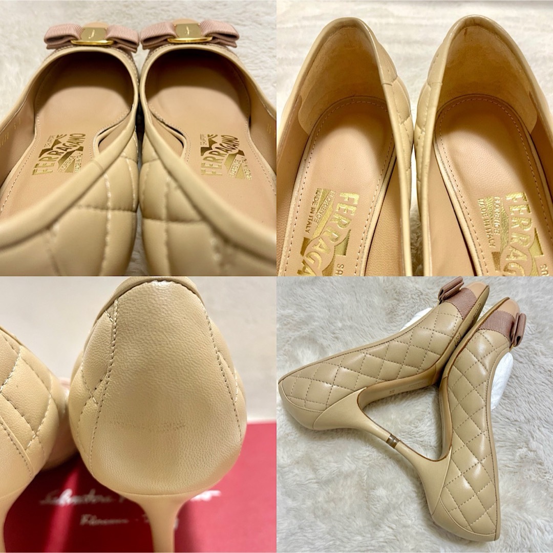 Salvatore Ferragamo(サルヴァトーレフェラガモ)の箱付き サルヴァトーレフェラガモ CARLA ヴァラ キルティングレザーパンプス レディースの靴/シューズ(ハイヒール/パンプス)の商品写真