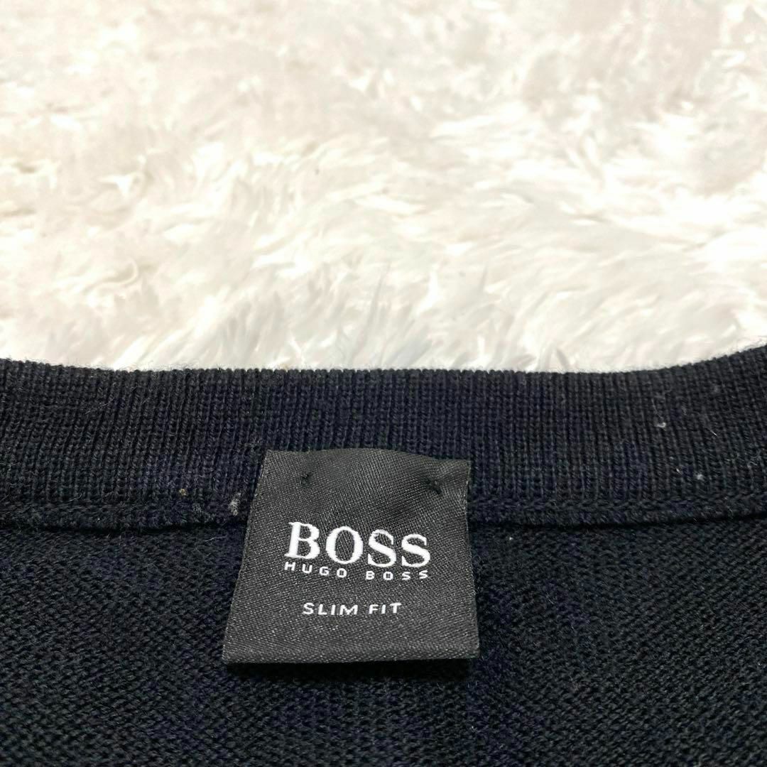 BOSS(ボス)のBOSS ボス ☆ Vネック 長袖ニット トップス Lサイズ 黒 ブラック メンズのトップス(ニット/セーター)の商品写真