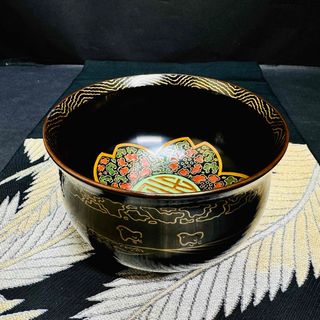 漆器　輪島塗　沈金　金蒔絵　木製　盃洗　鉢　大椀　1客　骨董品 菓子器(漆芸)