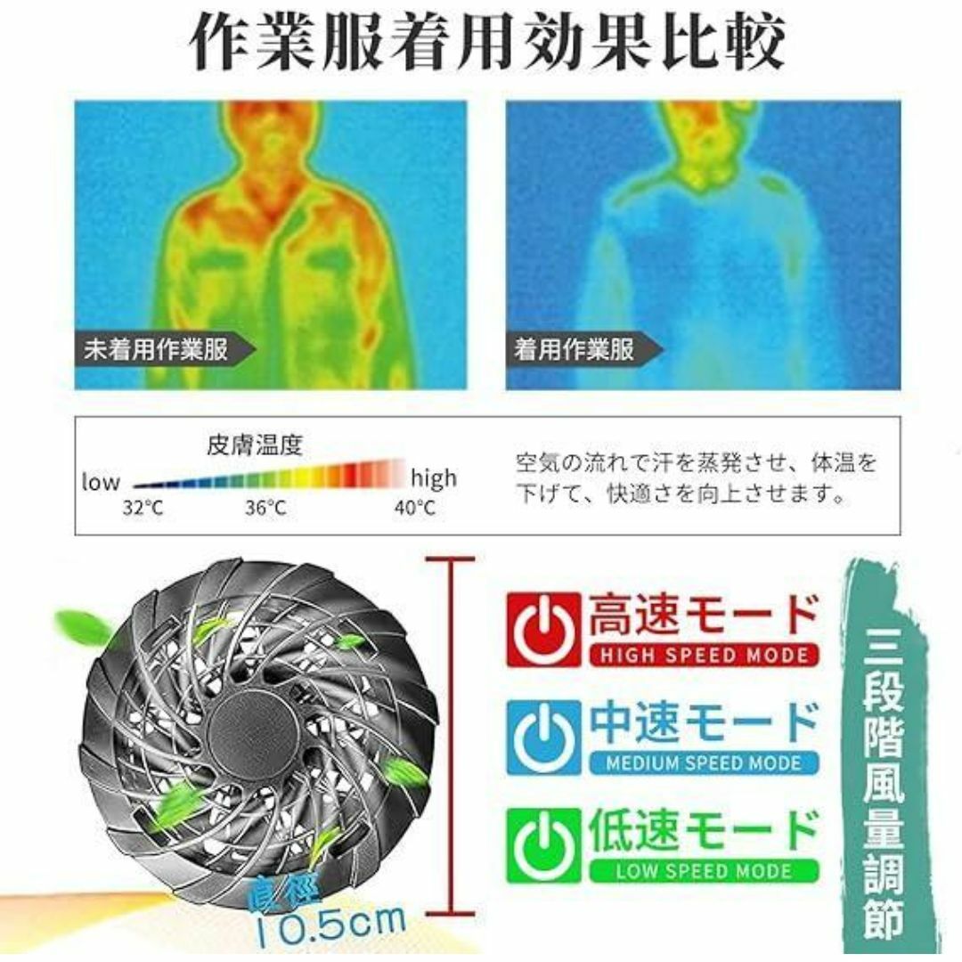 空調作業服 フルセット バッテリー ファン付き　XL メンズのメンズ その他(その他)の商品写真