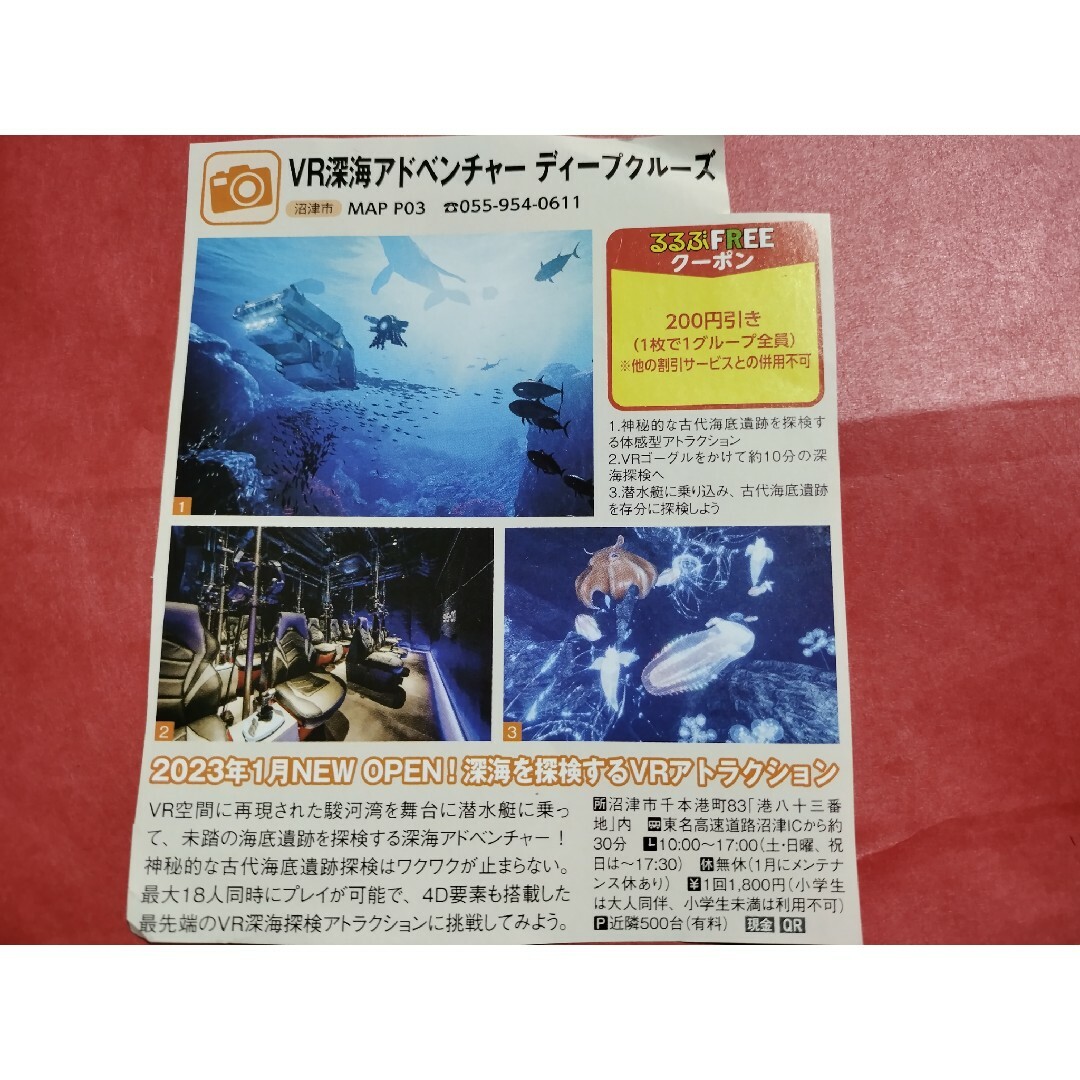 沼津港深海水族館　割引券　ディープシーワールド　ディープクルーズ　VR　食事 チケットの施設利用券(水族館)の商品写真