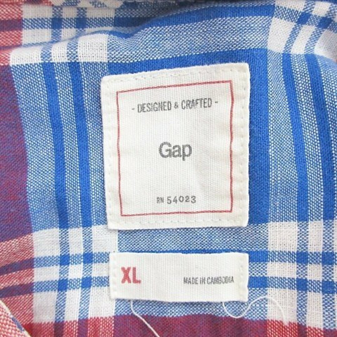 GAP(ギャップ)のGAP カジュアルシャツ 長袖 ボタンダウン チェック 綿 青 赤 白 XL メンズのトップス(シャツ)の商品写真
