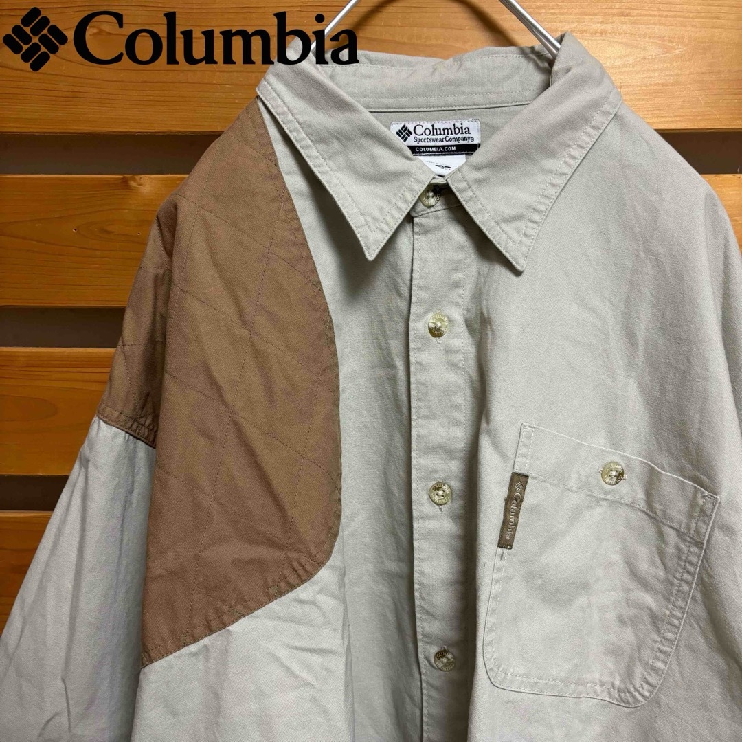 Columbia(コロンビア)のコロンビア 刺繍ハンティングシャツ 切り替えデザイン ビッグサイズ XL 古着 メンズのトップス(シャツ)の商品写真
