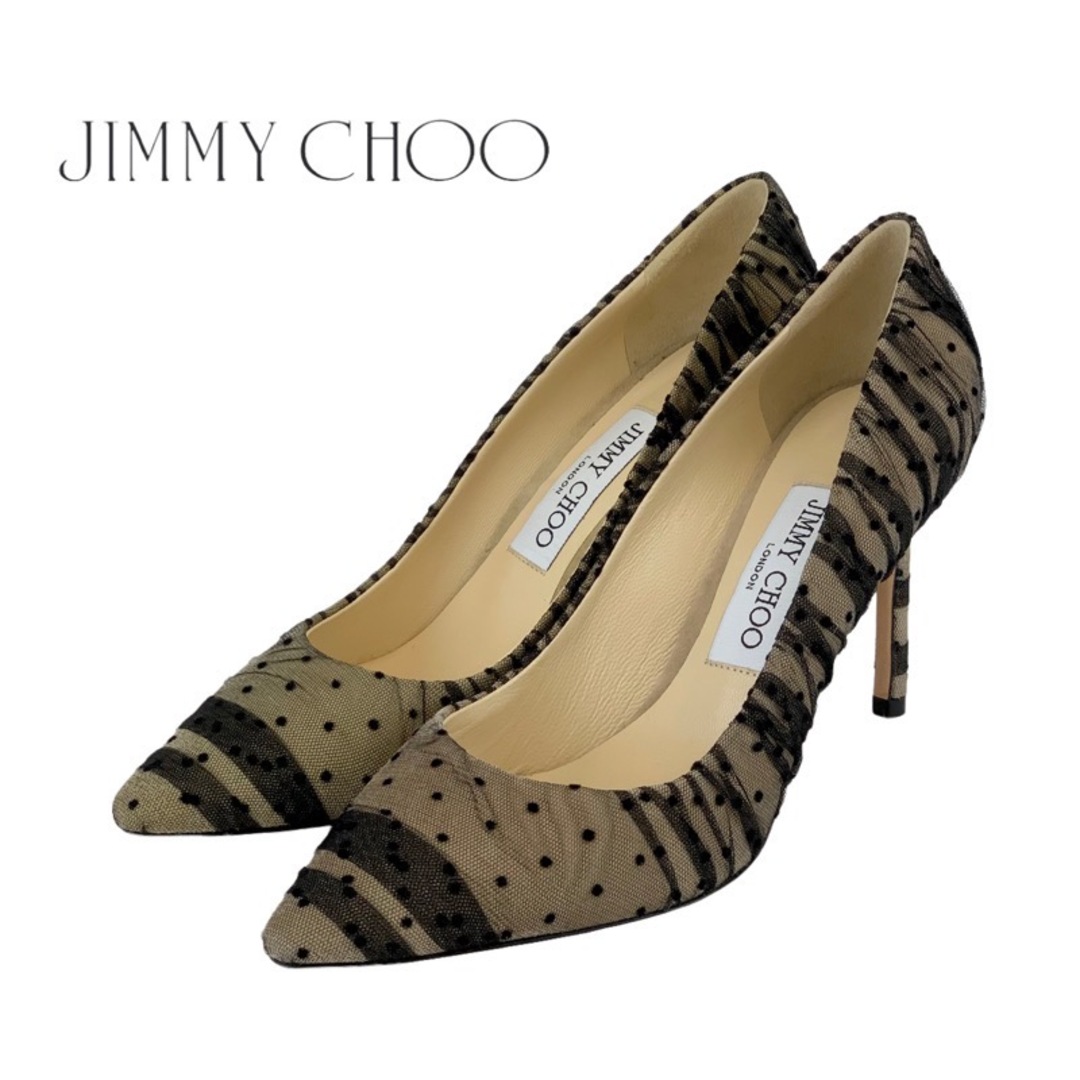 JIMMY CHOO(ジミーチュウ)のジミーチュウ JIMMY CHOO パンプス 靴 シューズ チュール レース ブラック ベージュ ドット レディースの靴/シューズ(ハイヒール/パンプス)の商品写真