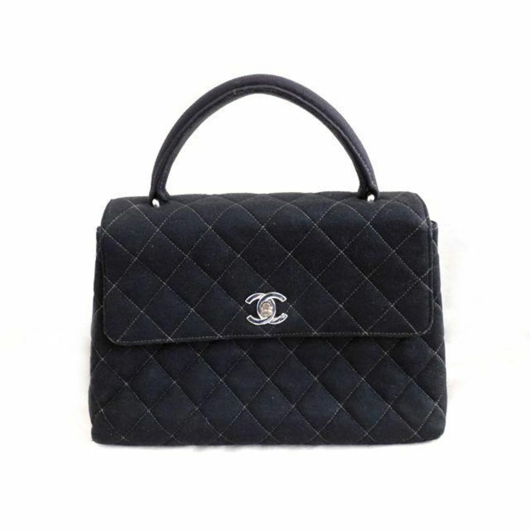 CHANEL(シャネル)のシャネル CHANEL ■ ココマーク 黒 ブラック ジャージ コットン ケリー ハンドバッグ レディース□ 6C６D マエ4マエ4 レディースのバッグ(ハンドバッグ)の商品写真