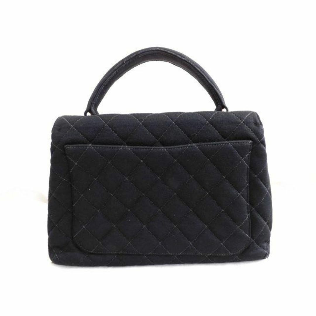 CHANEL(シャネル)のシャネル CHANEL ■ ココマーク 黒 ブラック ジャージ コットン ケリー ハンドバッグ レディース□ 6C６D マエ4マエ4 レディースのバッグ(ハンドバッグ)の商品写真