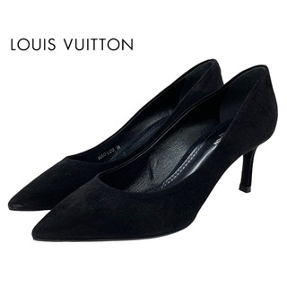 ルイヴィトン(LOUIS VUITTON)のルイヴィトン LOUIS VUITTON パンプス 靴 シューズ スエード ブラック 黒 ロゴ フォーマルシューズ(ハイヒール/パンプス)