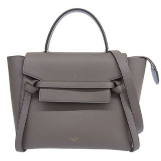 セリーヌ(celine)のセリーヌ CELINE ベルトバッグ マイクロ 2WAYバッグ ハンドバッグ ショルダーバッグ レザー グレー 180153ZVA 中古 新入荷 OB1792(ハンドバッグ)