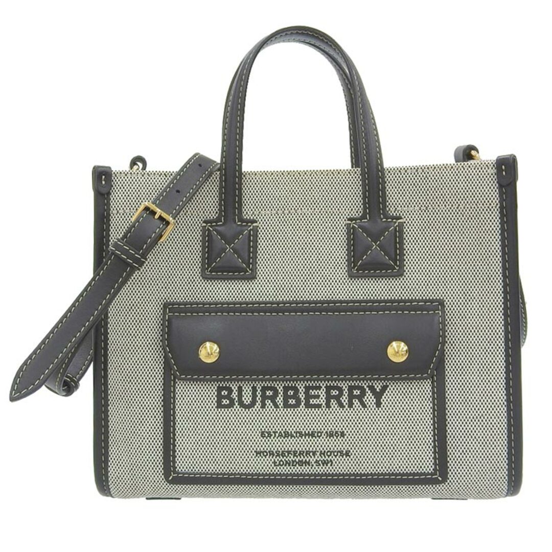 other(アザー)のバーバリー BURBERRY フレヤトートミニ 2WAY ハンドバッグ ショルダーバッグ キャンバス/レザー ブラック 8044142/71F 中古 新入荷 OB1794 レディースのバッグ(ハンドバッグ)の商品写真