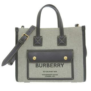 アザー(other)のバーバリー BURBERRY フレヤトートミニ 2WAY ハンドバッグ ショルダーバッグ キャンバス/レザー ブラック 8044142/71F 中古 新入荷 OB1794(ハンドバッグ)