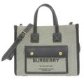 バーバリー BURBERRY フレヤトートミニ 2WAY ハンドバッグ ショルダーバッグ キャンバス/レザー ブラック 8044142/71F 中古 新入荷 OB1794