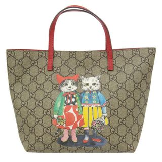 グッチ(Gucci)のグッチ GUCCI GGスプリーム チルドレンズ ハンドバッグ ヒグチユウコ 猫 GGスプリーム/レザー ベージュ/レッド 410812 中古 新入荷 GU0572(ハンドバッグ)