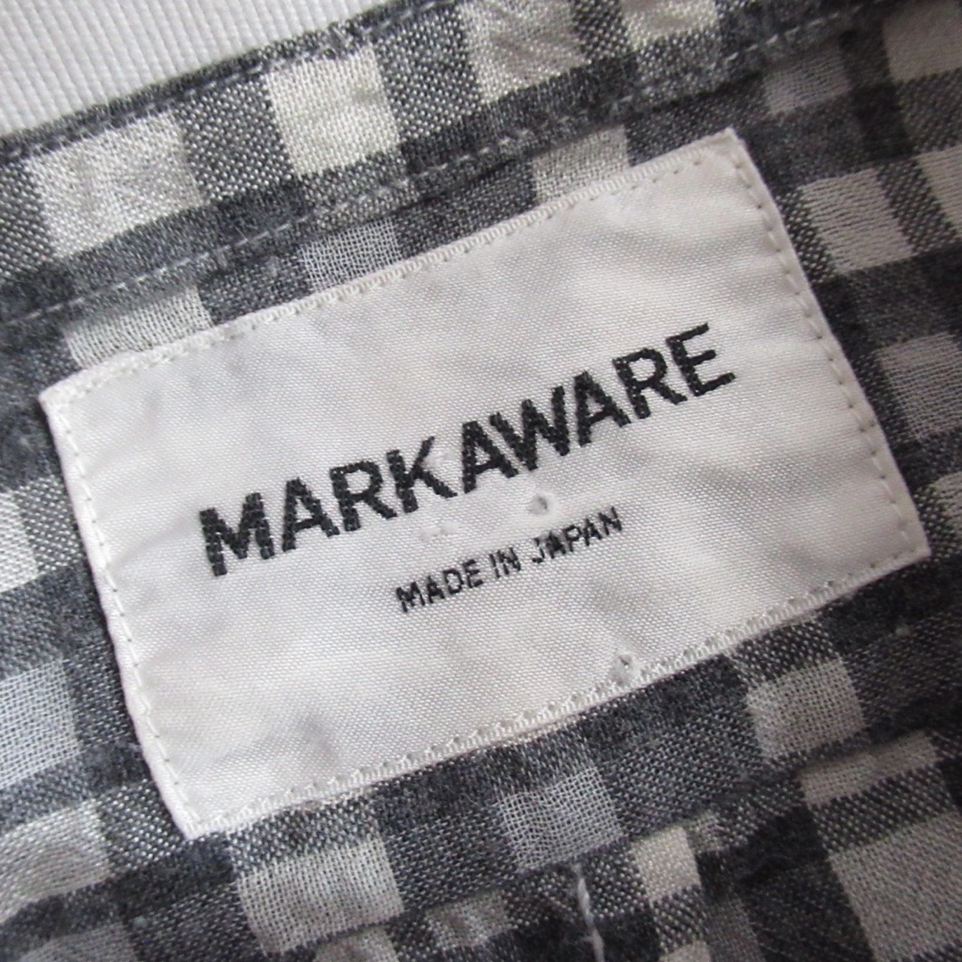 MARKAWEAR(マーカウェア)のMARKAWARE コットン シルク チェック シャツ 半袖 トップス グレー メンズのトップス(シャツ)の商品写真