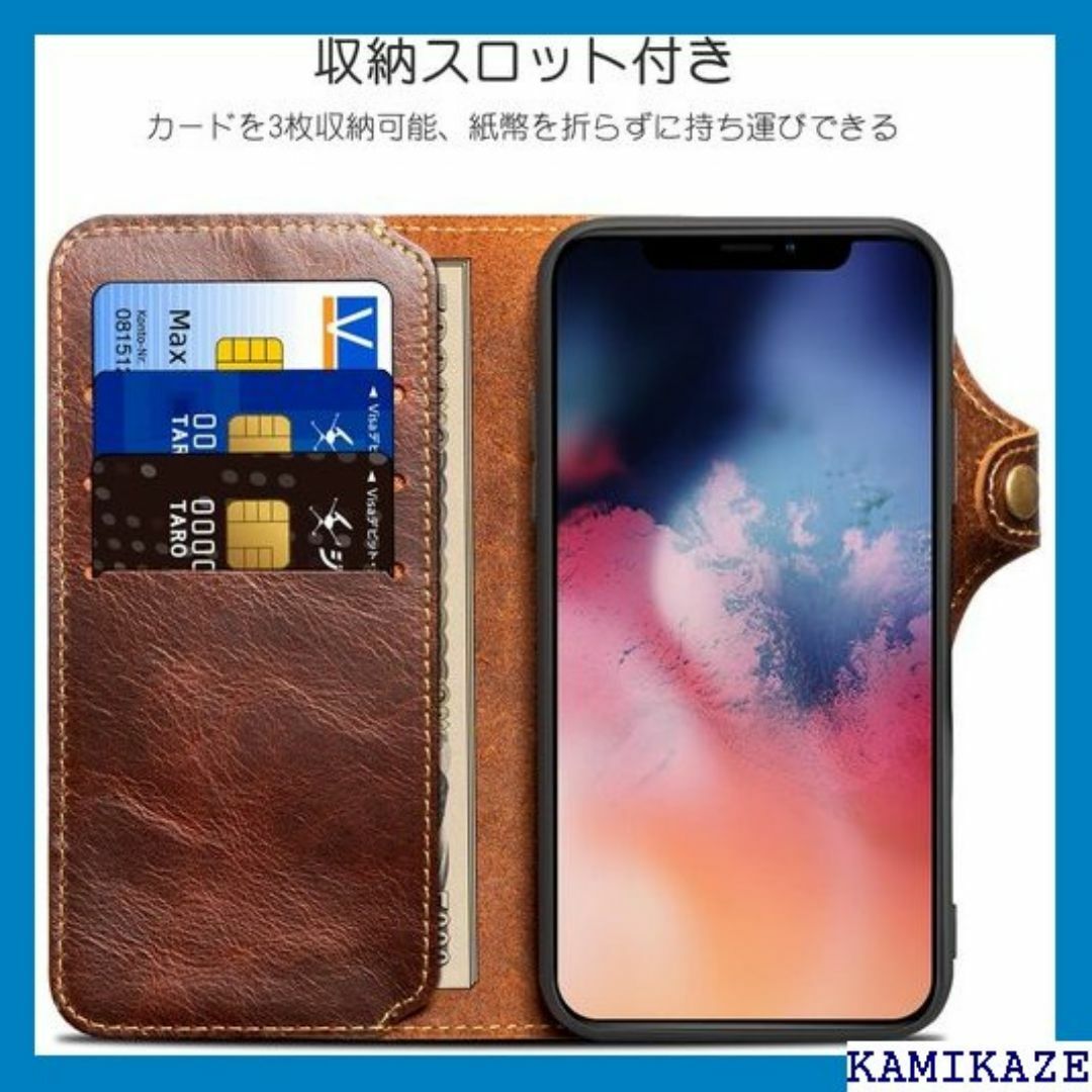 iPhone Xr ケース 手帳型 本革 カバー マグ 耐 ー ブラウン 580 スマホ/家電/カメラのスマホ/家電/カメラ その他(その他)の商品写真