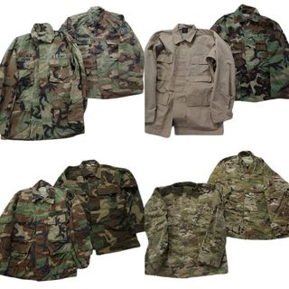 古着卸 まとめ売り フィールドジャケット 米軍民間 ミリタリー 8枚セット (メンズ S /M ) 迷彩 カモ柄MIX ワンポイント 無地 MS6340(その他)