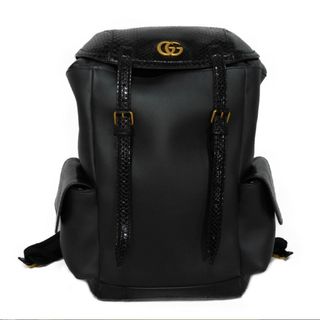 グッチ(Gucci)のGUCCI グッチ エキゾチック デイパック パイソン GG ダブルG  GGマーモント ブラック リュックサック バックパック 710859(バッグパック/リュック)