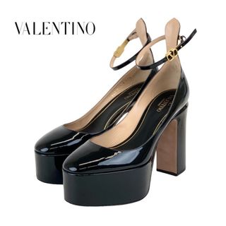 ヴァレンティノ(VALENTINO)のヴァレンティノ VALENTINO タンゴ パンプス 靴 シューズ パテント ブラック 黒 アンクルストラップ プラットフォーム(ハイヒール/パンプス)