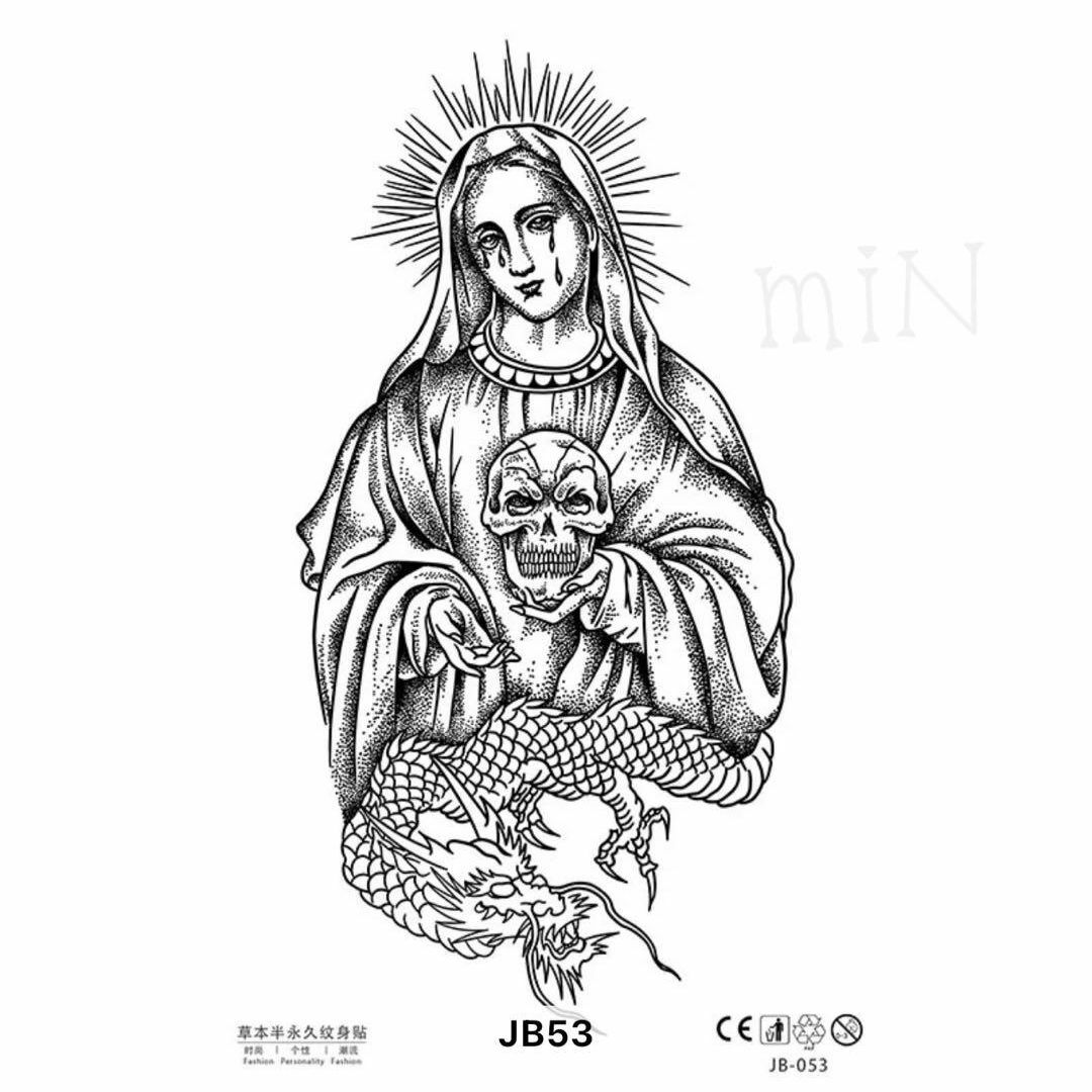【新作】ジャグアタトゥーシール＊JB-053  聖母　マリア　ドクロ　龍 メンズのアクセサリー(その他)の商品写真