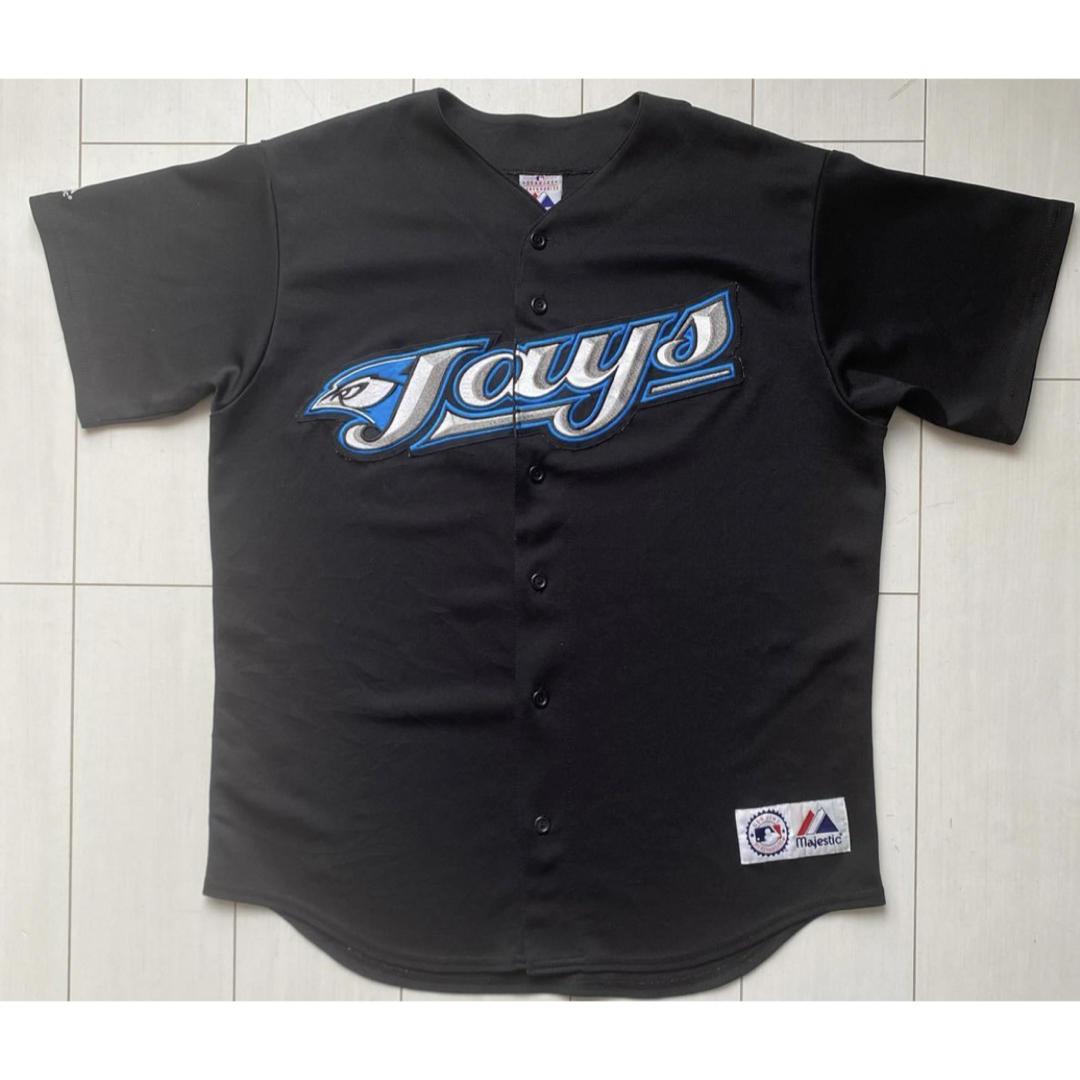Majestic(マジェスティック)のMLB USA製 BLUE JAYS ベースボール シャツ ブラック 黒 XL メンズのトップス(シャツ)の商品写真