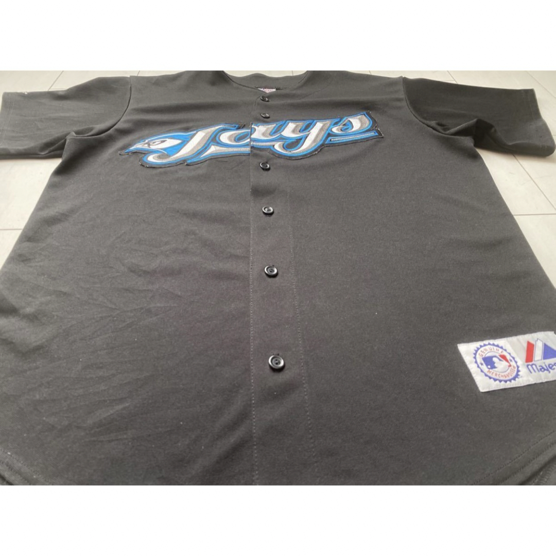 Majestic(マジェスティック)のMLB USA製 BLUE JAYS ベースボール シャツ ブラック 黒 XL メンズのトップス(シャツ)の商品写真