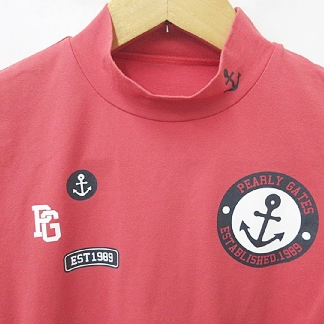 PEARLY GATES(パーリーゲイツ)のパーリーゲイツ PEARLY GATES ゴルフ ハイネックシャツ 半袖 赤 4 スポーツ/アウトドアのゴルフ(ウエア)の商品写真