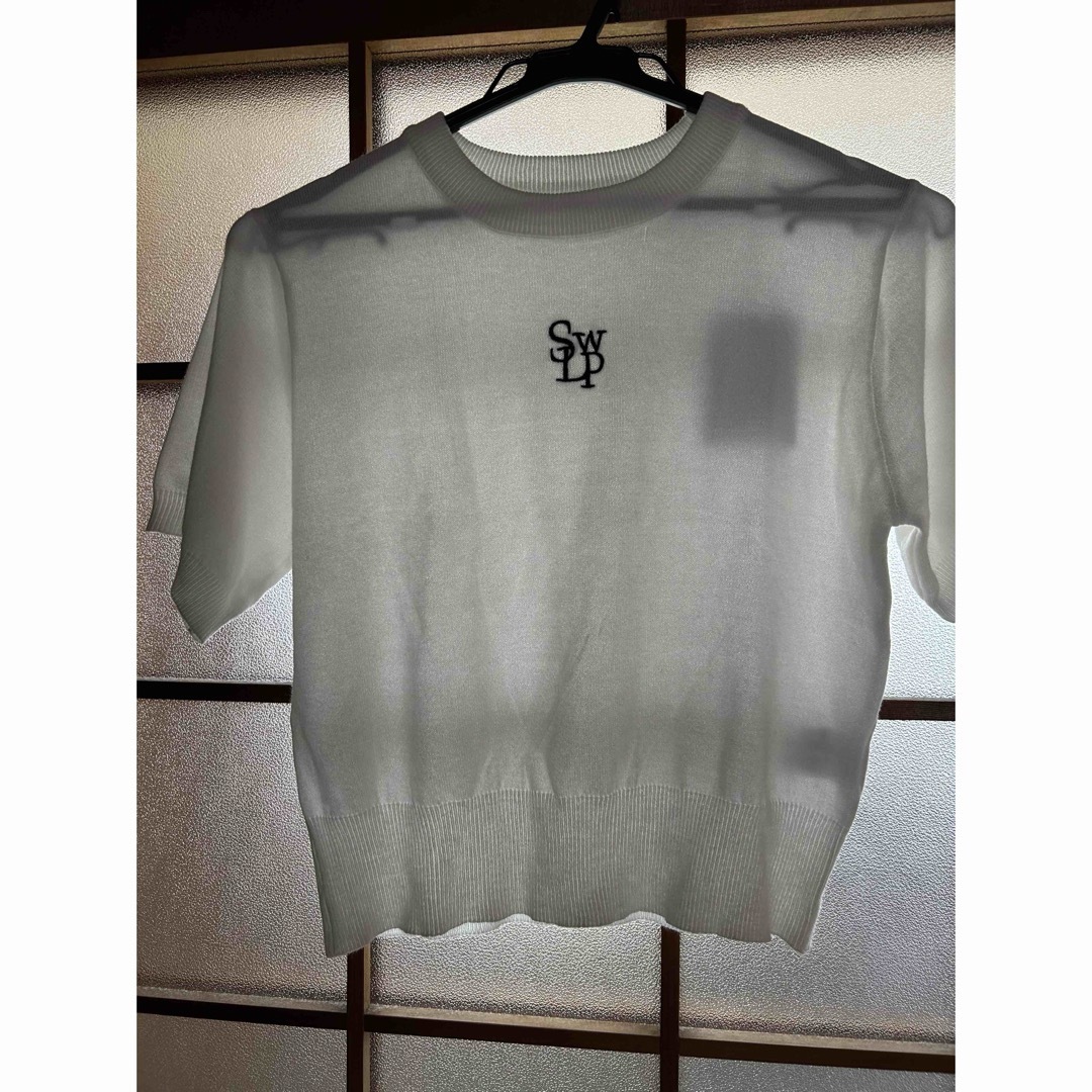 GRL(グレイル)の刺繍ロゴ半袖ニット レディースのトップス(Tシャツ(半袖/袖なし))の商品写真