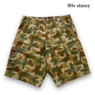 STUSSY - 【stussy】90s ステューシー 迷彩柄ショーツ カモ柄ハーフパンツ 紺タグ