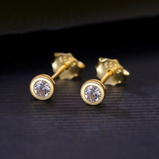 【送料無料】14K ゴールド ジルコンピアス 結婚式 パーティー クリスタル(ピアス)